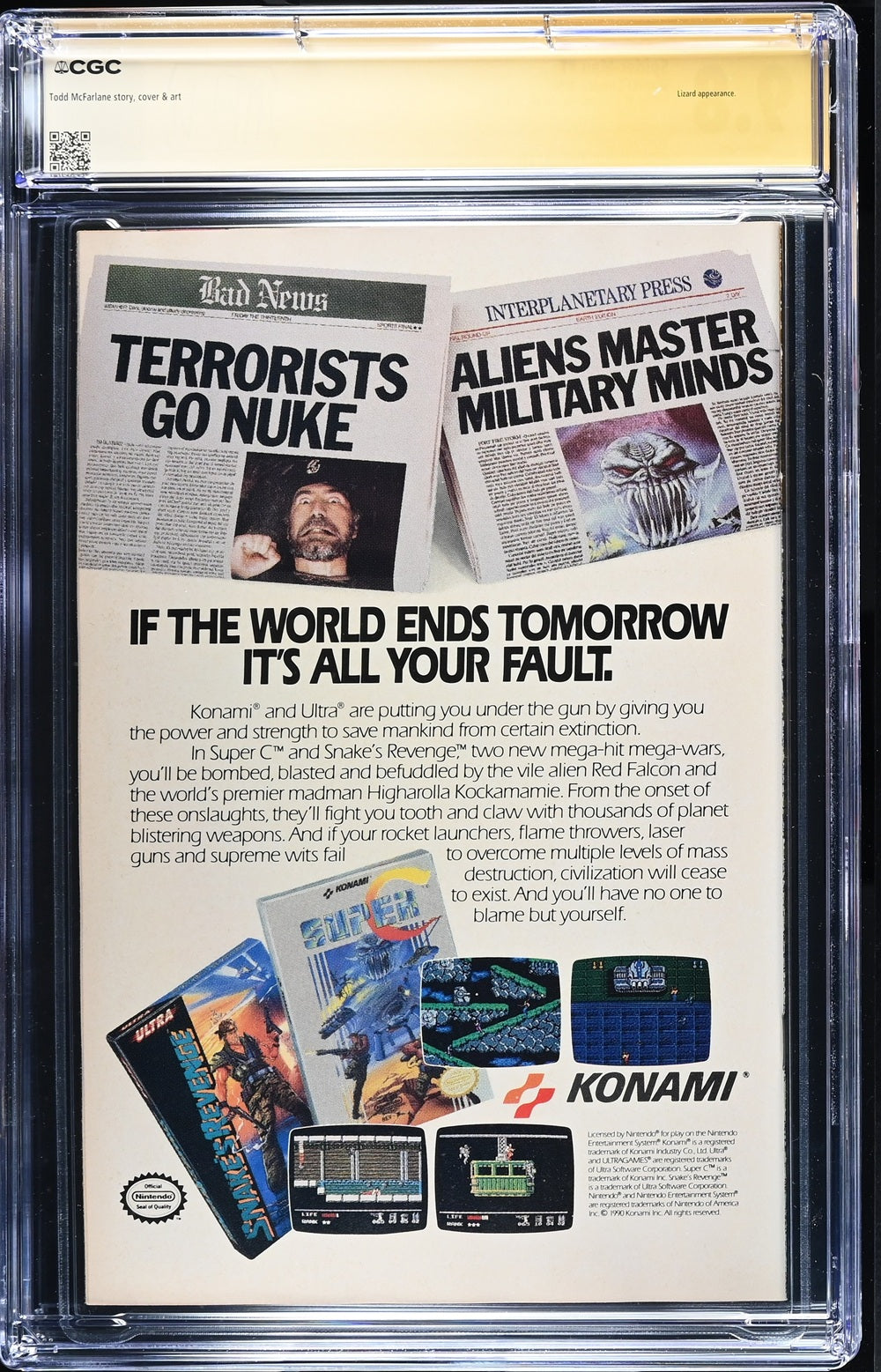 CGC SPIDER-MAN (1990) #1 (9.8) SIGNATURE SERIES - SIGNED BY TODD MCFARLANE