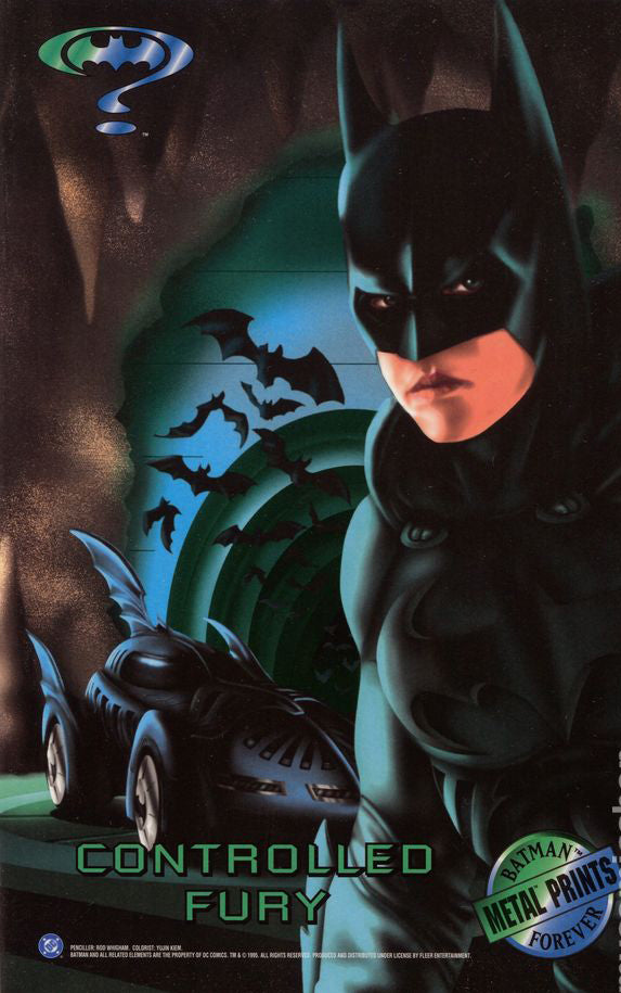 BATMAN FOREVER METAL PRINTS (1995 FLEER ) JUMBO CARD BOX TOPPER - BATCAVE