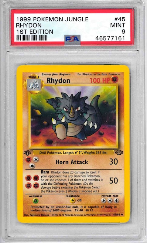 1999 POKEMON JUNGLE #45 RHYDON 1ST EDITION PSA 9