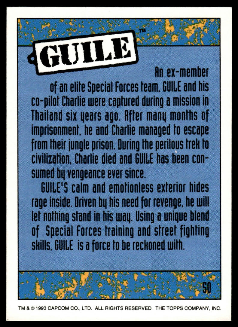 1993 TOPPS STREET FIGHTER II #50 GUILE