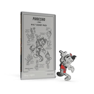 DISNEY - PINOCCHIO 3/4oz SILVER COIN + 5g SILVER FOIL SET