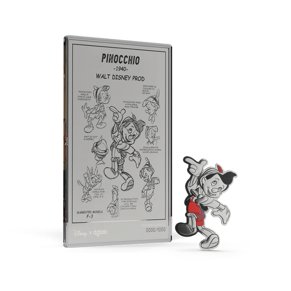 DISNEY - PINOCCHIO 3/4oz SILVER COIN + 5g SILVER FOIL SET