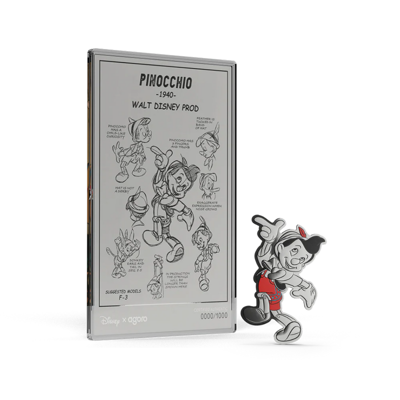 DISNEY - PINOCCHIO 3/4oz SILVER COIN + 5g SILVER FOIL SET