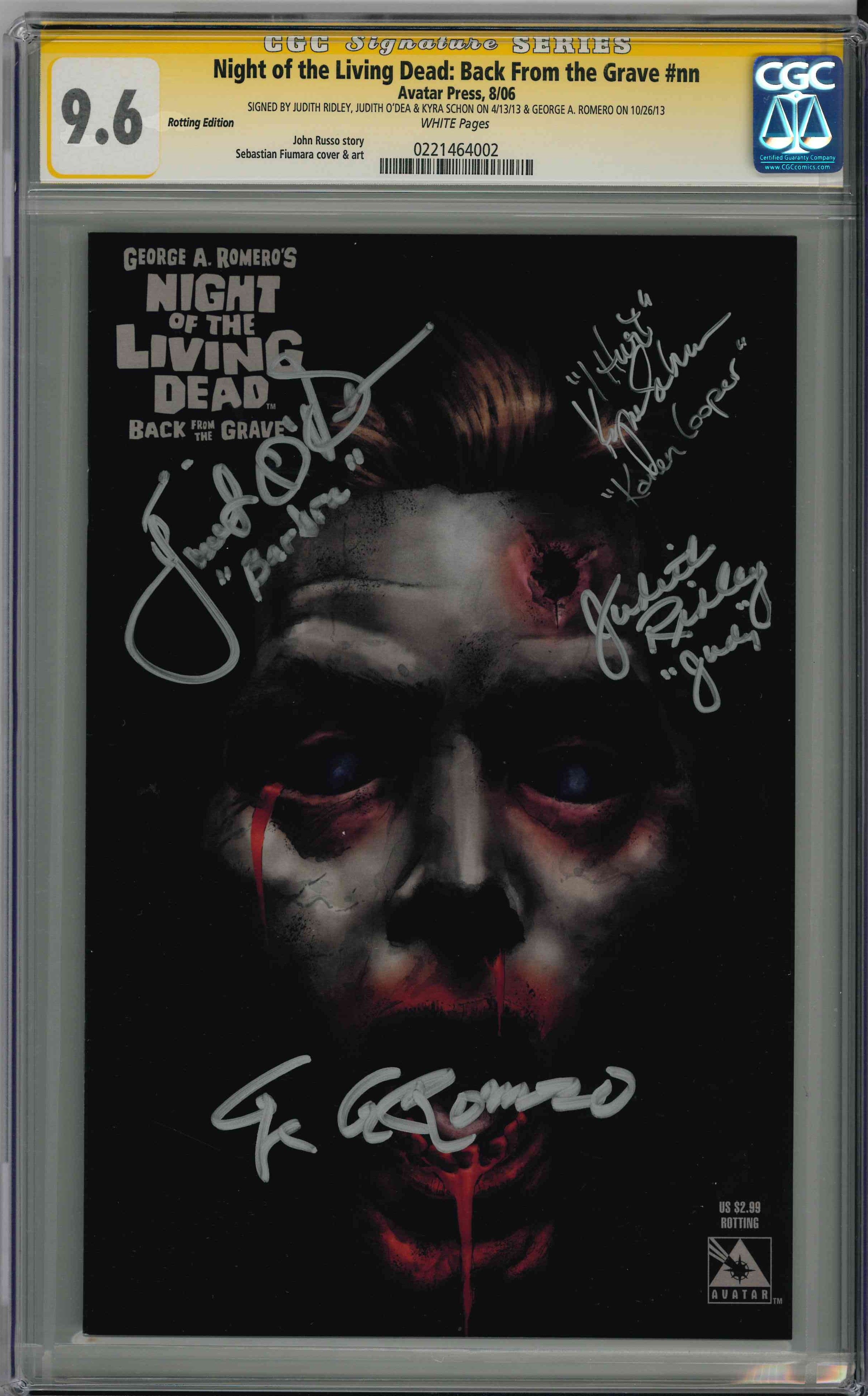 CGC NIGHT OF THE LIVING DEAD: BACK FROM THE GRAVE - ROTTING ED (9.6) SIGNATURE SERIES - SIGNED BY GEORGE A. ROMERO PLUS THREE OTHERS