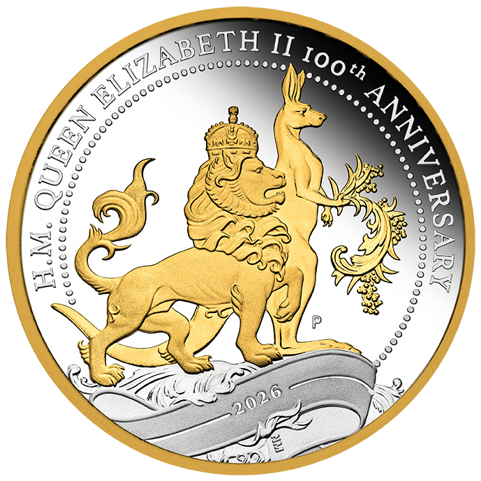 QUEEN ELIZABETH II 100th ANNIVERSARY 2026 1oz SILVER PROOF GILDED COIN