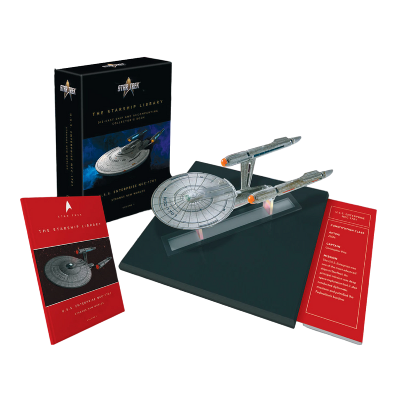 STAR TREK STRANGE NEW WORLDS USS ENTERPRISE NCC-1701 DIECAST SHIP AND BOOK