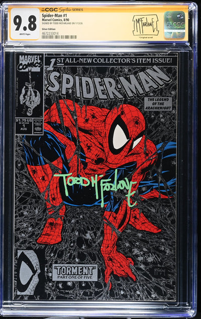 CGC SPIDER-MAN (1990) #1 SILVER EDITION (9.8) SIGNATURE SERIES - SIGNED BY TODD MCFARLANE