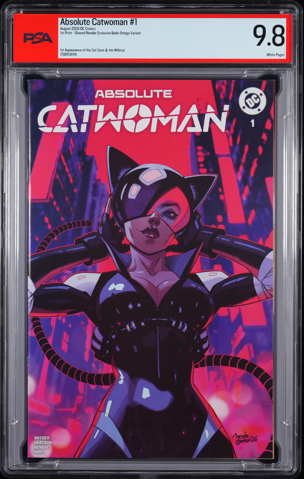 ABSOLUTE CATWOMAN (2026) #1 BELEN ORTEGA PSA 9.8 - KINGS COMICS & WALT'S COMIC SHOP RETAILER EXCLUSIVE