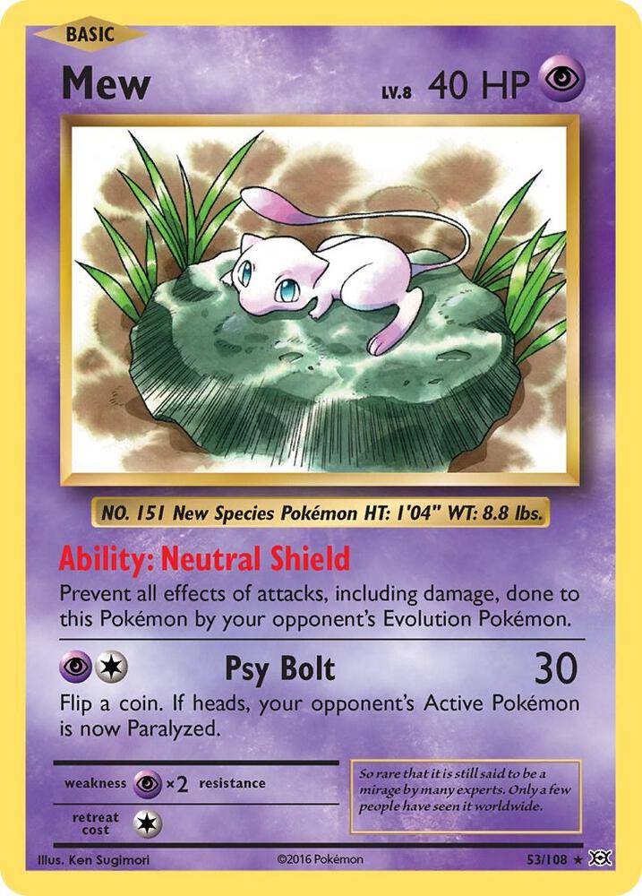 POKEMON TCG: XY EVOLUTIONS MEW 53/108 HOLO RARE