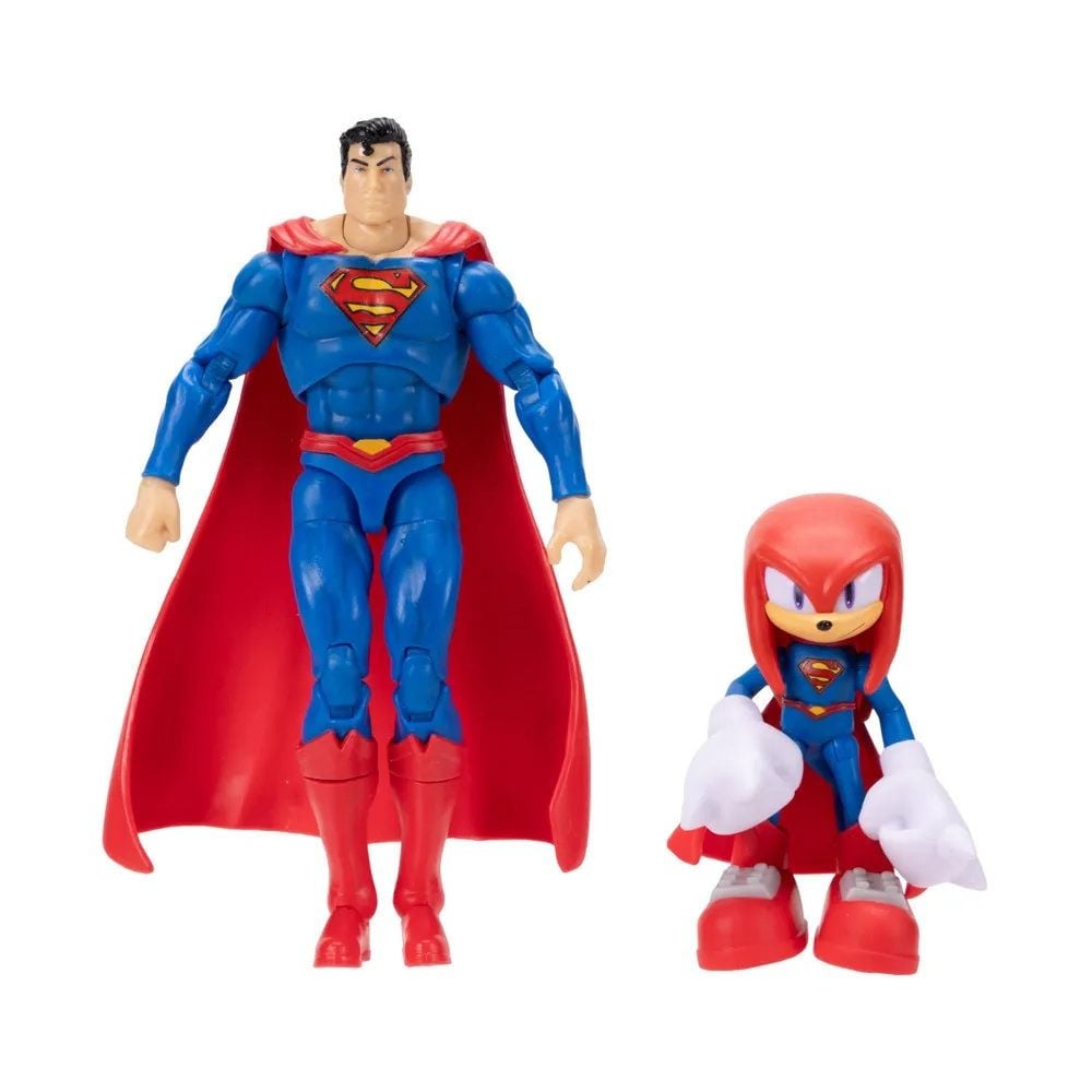 SONIC THE HEDGEHOG X DC SUPERMAN AND KNUCKLES AS SUPERMAN 5IN AF