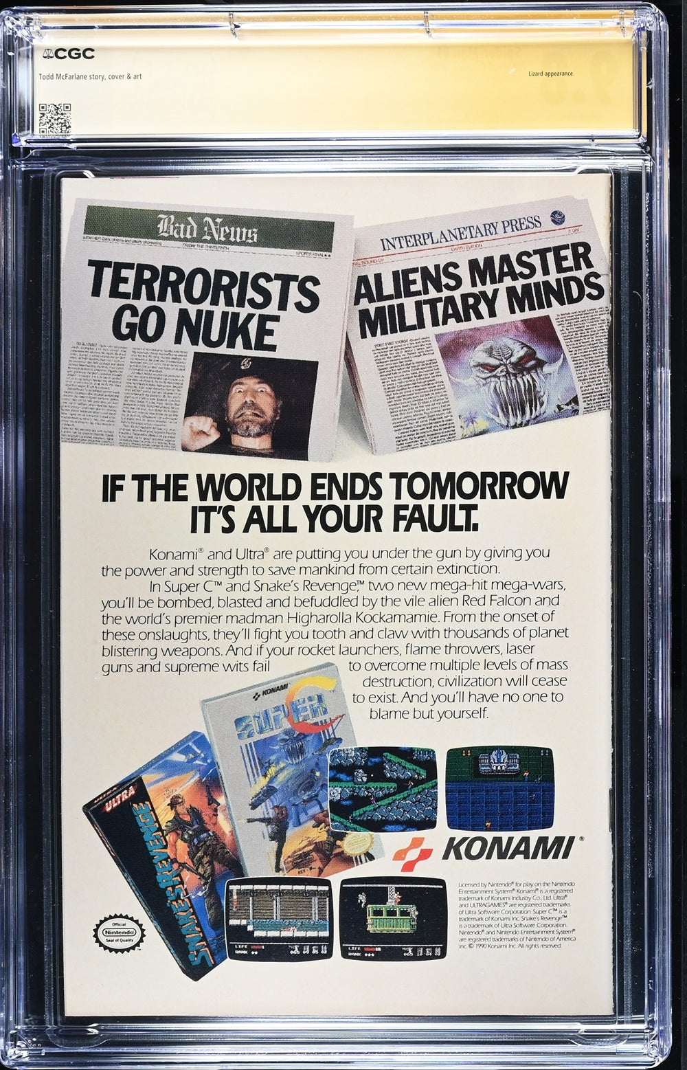 CGC SPIDER-MAN (1990) #1 (9.8) SIGNATURE SERIES - SIGNED BY TODD MCFARLANE