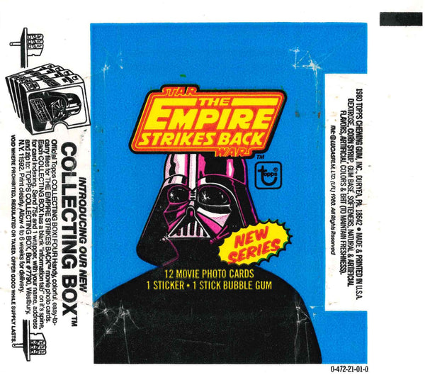 1980 TOPPS STAR WARS EMPIRE STRIKES BACK BLUE EMPTY WRAPPER - COLLECTORS BOX