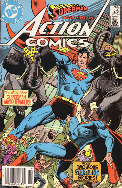 ACTION COMICS (1938) #572 NEWSSTAND EDITION (MARK WAIDS FIRST PUBLISHED WORK)