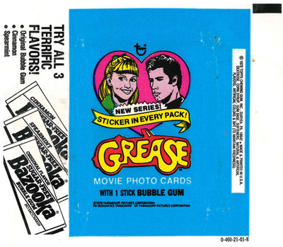 1978 TOPPS GREASE BLUE EMPTY WRAPPER - BAZOOKA
