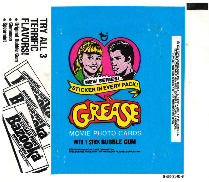 1978 TOPPS GREASE BLUE EMPTY WRAPPER - BAZOOKA