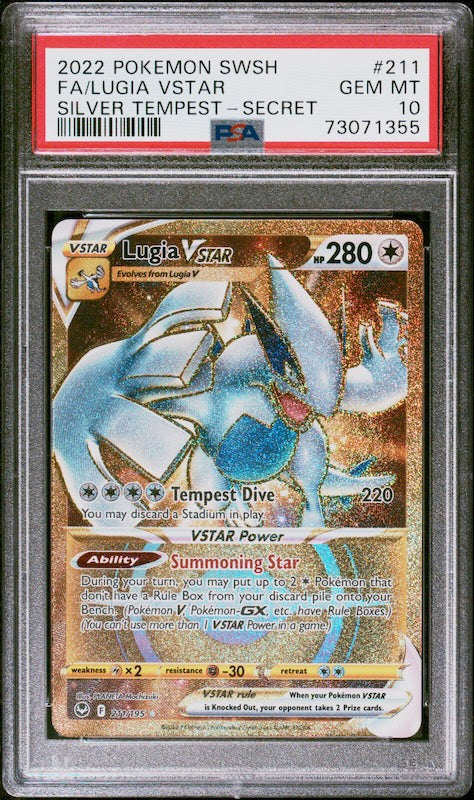 2022 POKEMON SWORD & SHIELD SILVER TEMPEST FA/LUGIA VSTAR #211 PSA 10
