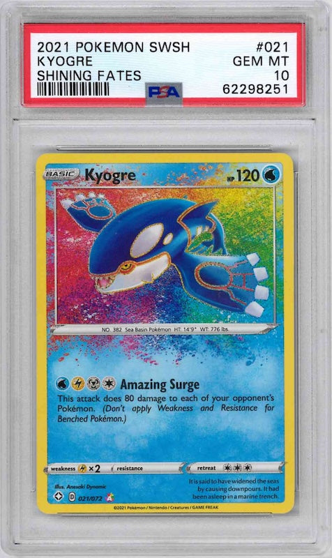 2021 POKEMON SWORD & SHIELD SHINING FATES KYOGRE #021 PSA 10