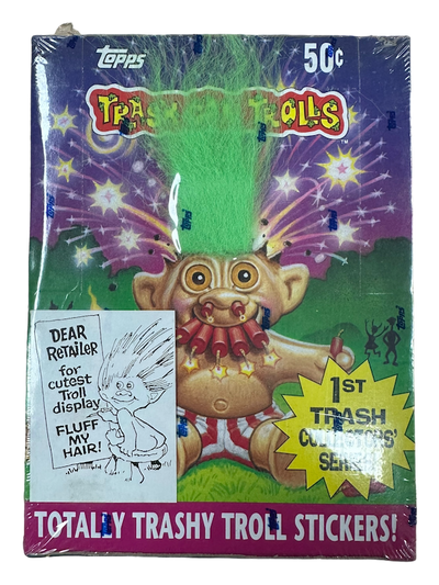 1992 TOPPS TRASH CAN TROLLS STICKERS SERIES 1 GREEN HAIR (FACTORY SEALED)