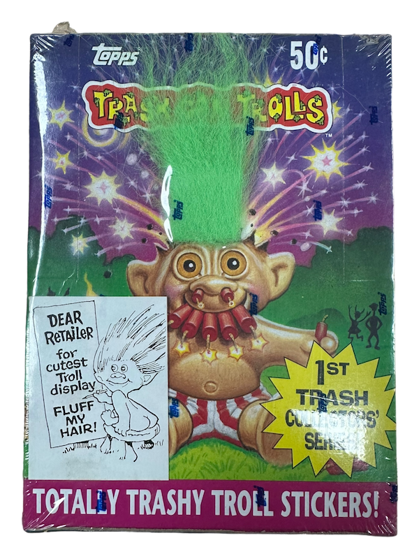 1992 TOPPS TRASH CAN TROLLS STICKERS SERIES 1 GREEN HAIR (FACTORY SEALED)