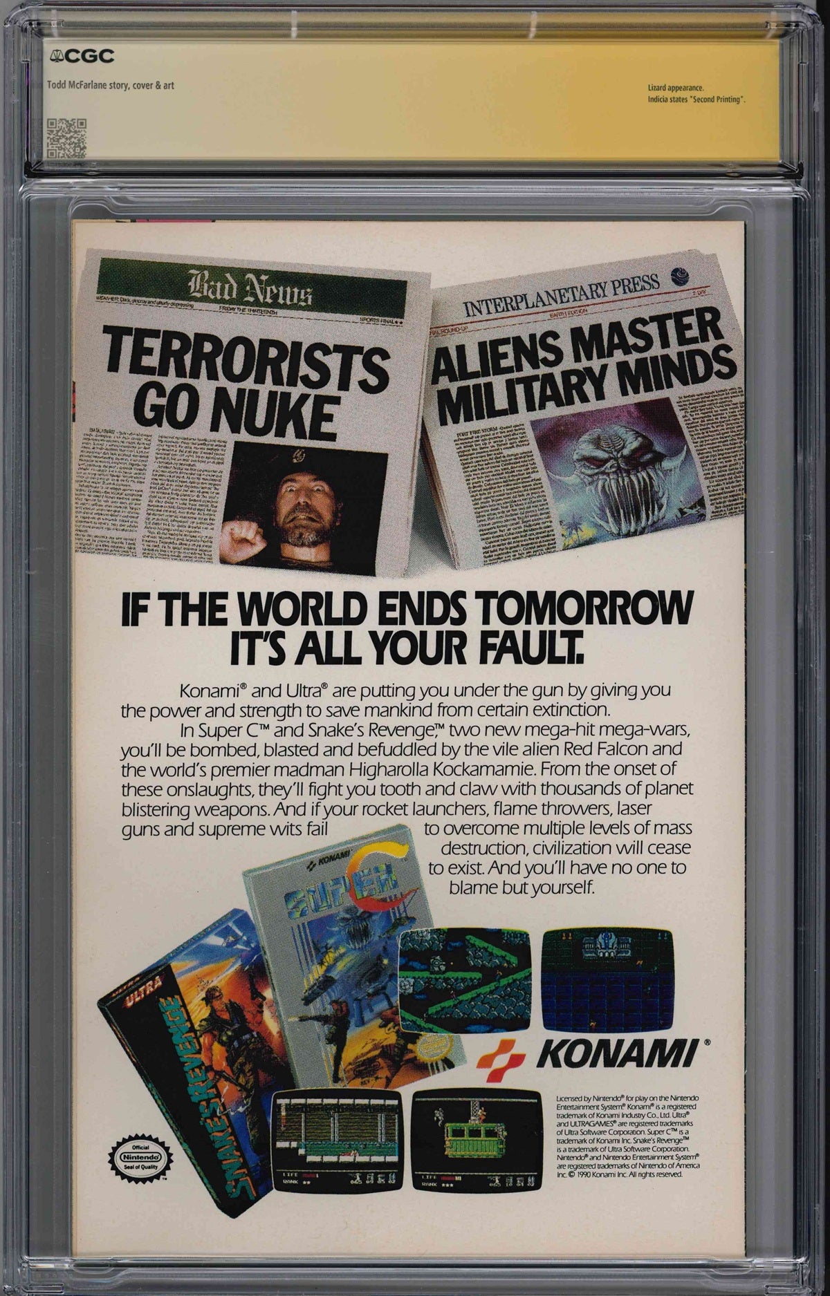 CGC SPIDER-MAN (1990) #1 GOLD EDITION (9.6) SIGNATURE SERIES - SIGNED BY TODD MCFARLANE