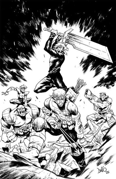LOST FANTASY (2025) #5 CVR J MAXI DALLO YOUNGBLOOD TEAM UP B&W VIRGIN VAR