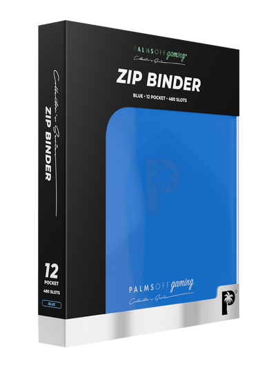 PALMS OFF GAMING COLLECTORS SERIES 12 POCKET BLUE ZIP TRADING CARD BINDER