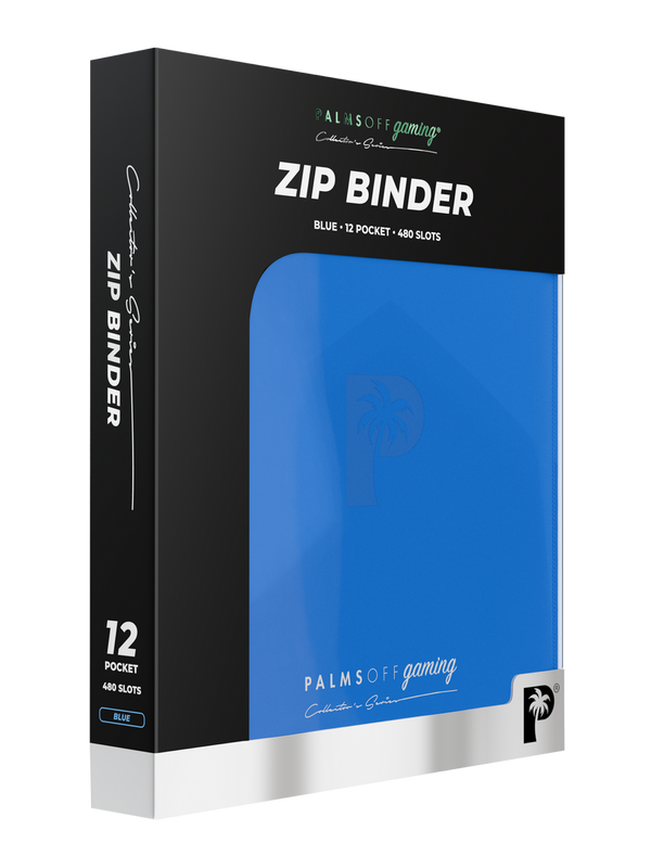 PALMS OFF GAMING COLLECTORS SERIES 12 POCKET BLUE ZIP TRADING CARD BINDER