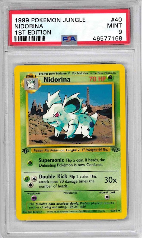 1999 POKEMON JUNGLE #40 NIDORINA 1ST EDITION PSA 9