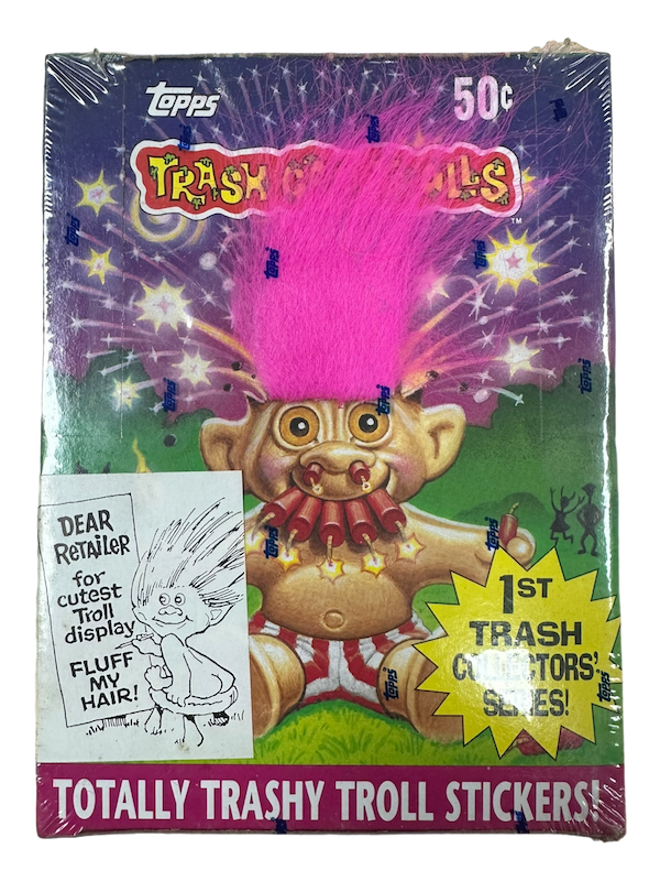 1992 TOPPS TRASH CAN TROLLS STICKERS SERIES 1 PINK HAIR (FACTORY SEALED)