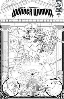 ABSOLUTE WONDER WOMAN (2024) ANNUAL #1 (ONE SHOT) SECOND PRINTING CVR B HAYDEN SHERMAN B&W WRAPAROUND CARD STOCK VAR
