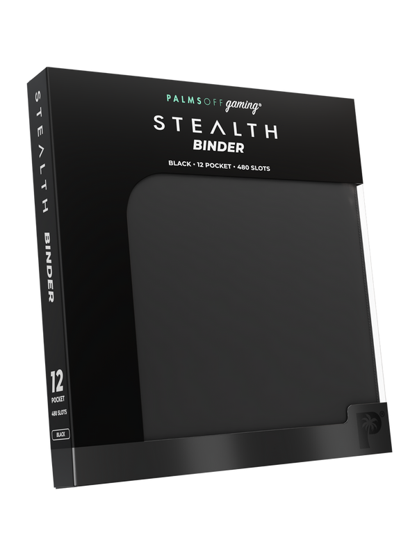 PALMS OFF GAMING STEALTH SERIES 12 POCKET BLACK ZIP TRADING CARD BINDER