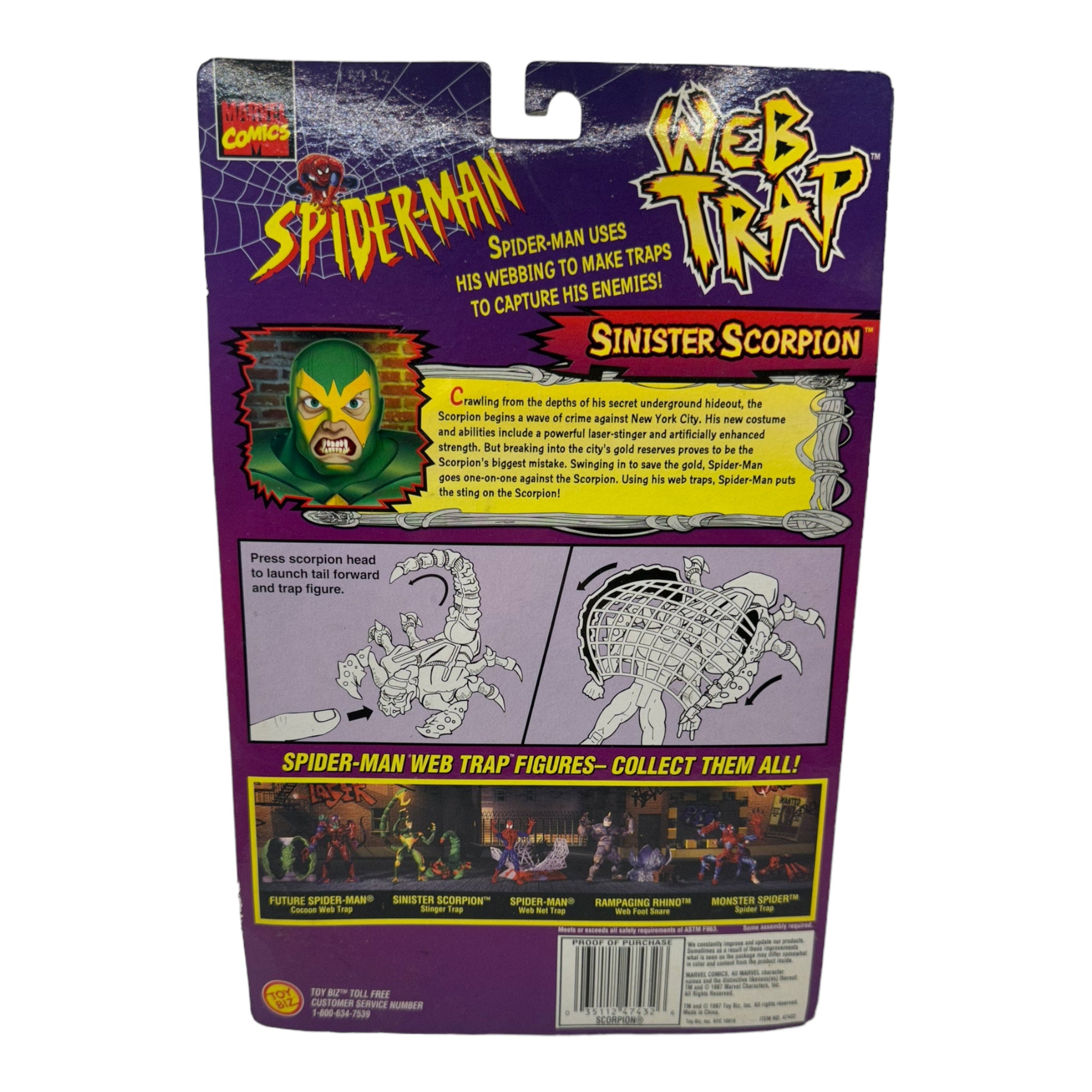 1997 TOYBIZ SPIDER-MAN WEB TRAP SINISTER SCORPION AF