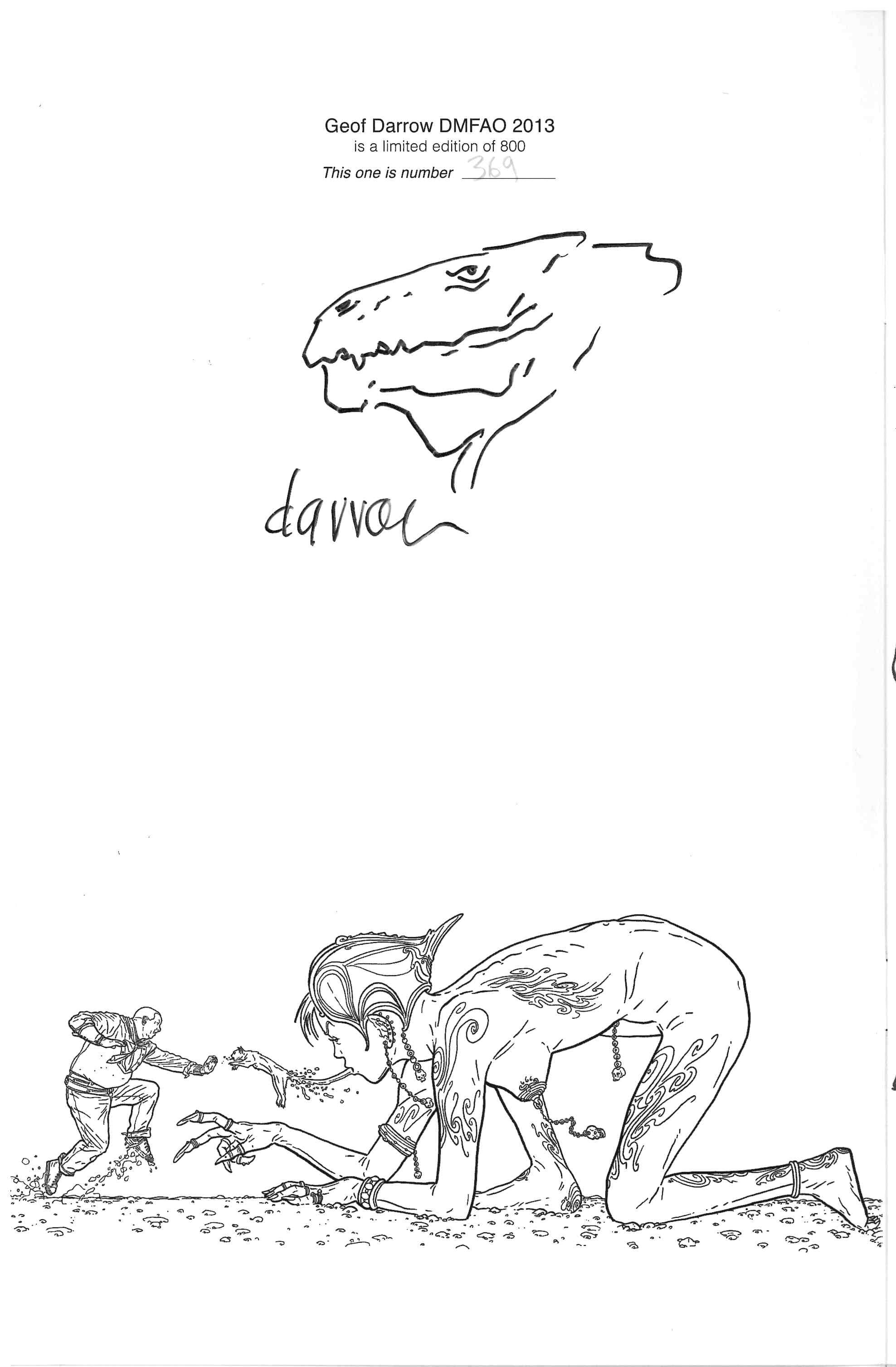 *SIGNED WITH SKETCH* GEOF DARROW DMFAO SKETCHBOOK (2013) - LIMITED EDITION #369/800