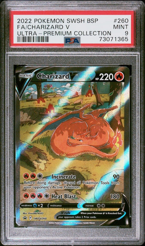 2022 POKEMON SWSH BLACK STAR PROMO FA/CHARIZARD V #260 PSA 9