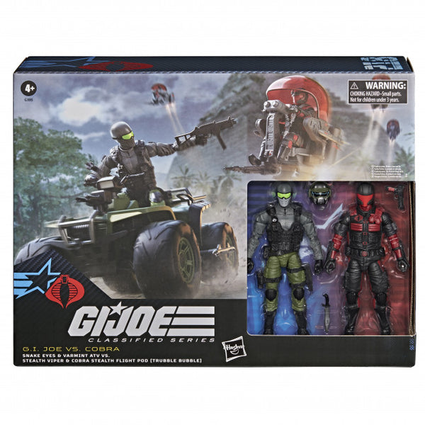 GI JOE CLASSIFIED SERIES #218 SNAKE EYES AND VARMINT ATV VS STEALTH VIPER AND COBRA STEALTH FIGHT POD AF