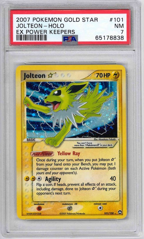 2007 POKEMON EX POWER KEEPERS JOLTEON HOLO #101 PSA 7