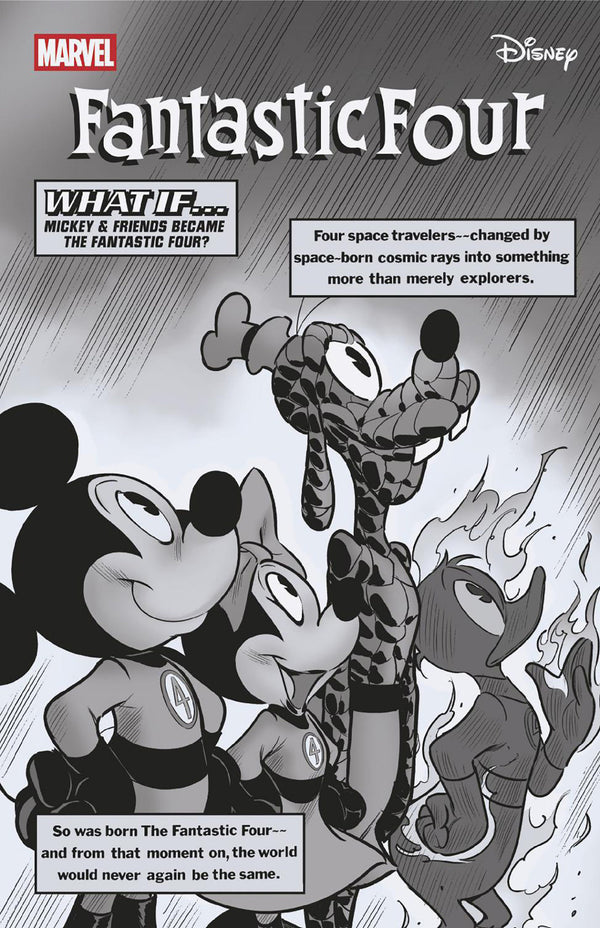 FANTASTIC FOUR (2025) #6 100 COPY INCV IVAN BIGARELLA BLACK AND WHITE DISNEY WHAT IF? FANTASTIC FOUR HOMAGE VAR