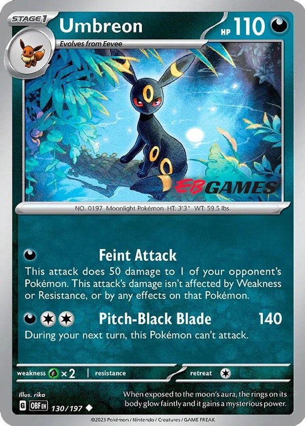 POKEMON TCG: OBSIDIAN FLAMES UMBREON 130/197 EB GAMES PROMO (UNSEALED)