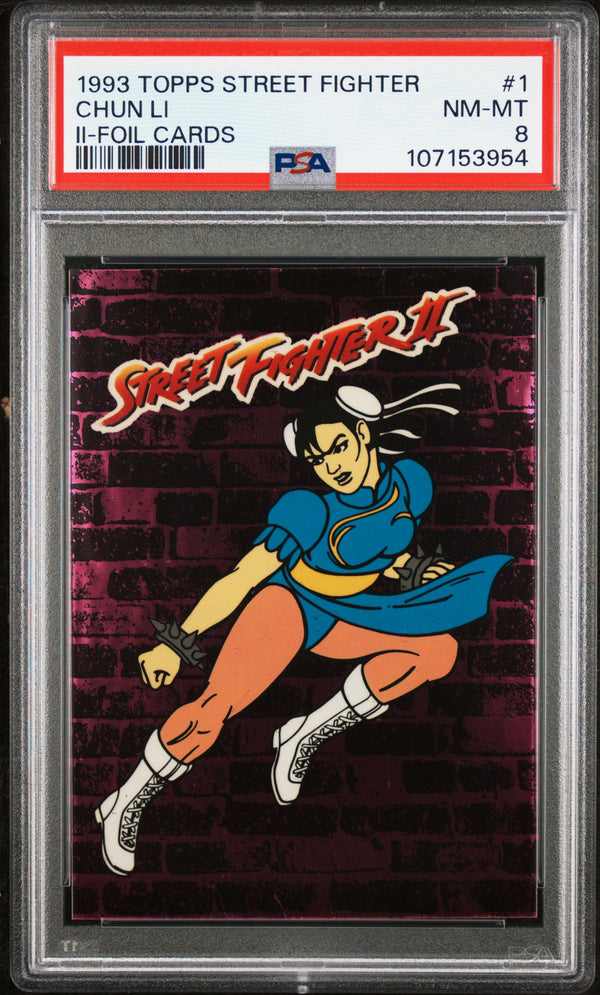 1993 TOPPS STREET FIGHTER II FOIL CARDS #1 CHUN LI PSA 8