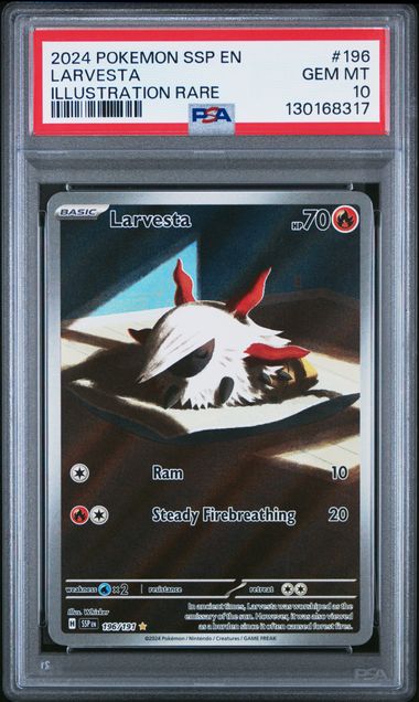 2024 POKEMON SSP EN #196 LARVESTA ILLUSTRATION RARE PSA 10
