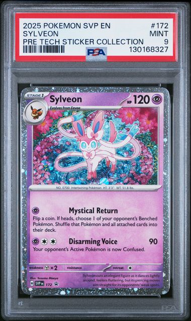 2025 POKEMON SVP EN #172 SYLVEON PRE TECH STICKER COLL PSA 9