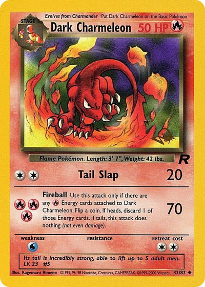 2001 POKEMON TEAM ROCKET #32 DARK CHARMELEON WIZARD OF THE COAST W STAMP [NM/LP]