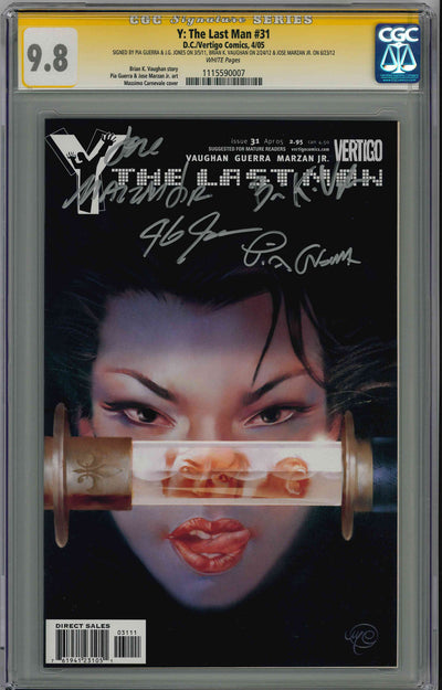 CGC Y: THE LAST MAN (2002) #31 (9.8) SIGNATURE SERIES - SIGNED BY BRIAN K VAUGHAN, JG JONES, PIA GUERRA & JOSE MARZAN JR