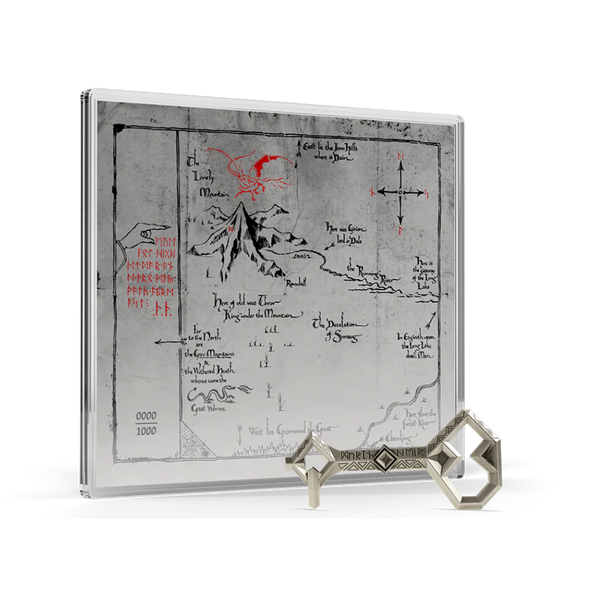 THE HOBBIT - THORIN'S MAP AND KEY 3/4oz SILVER COIN + 5g SILVER FOIL SET