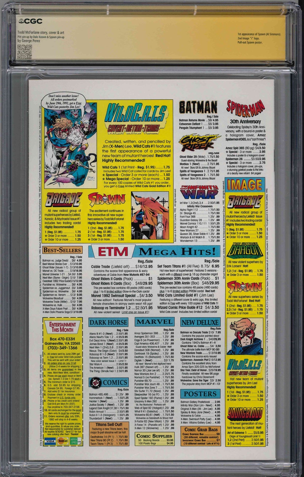 CGC SPAWN (1992) #1 (9.6) SIGNATURE SERIES - SIGNED BY TODD MCFARLANE