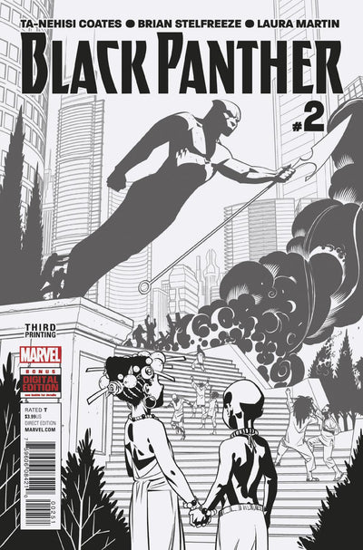 BLACK PANTHER VOL 6 #2 STELFREEZE B&W 3RD PTG VAR