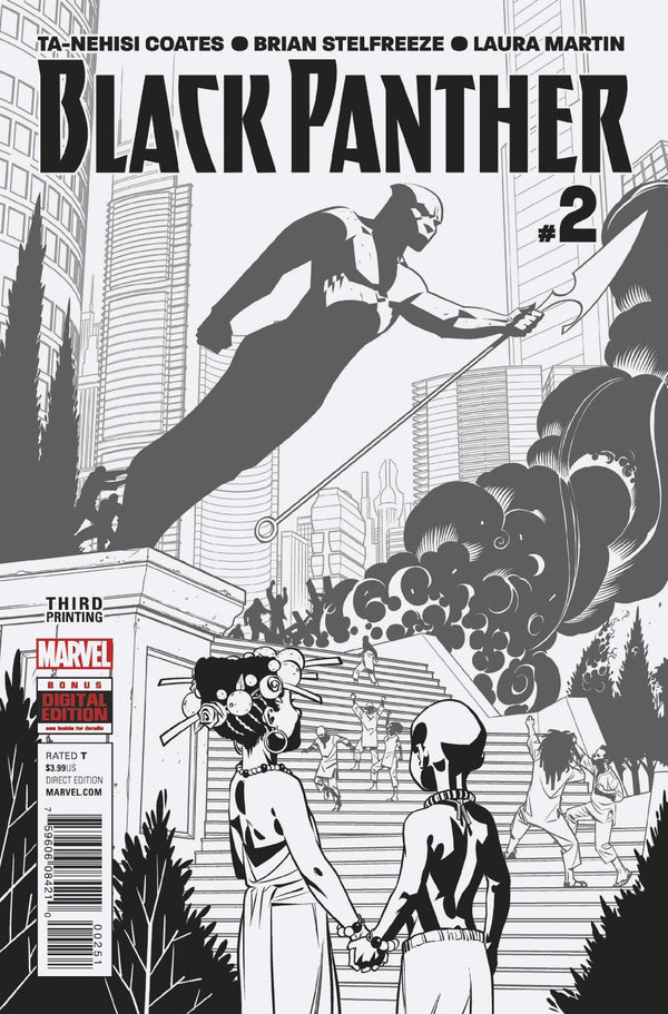 BLACK PANTHER VOL 6 #2 STELFREEZE B&W 3RD PTG VAR
