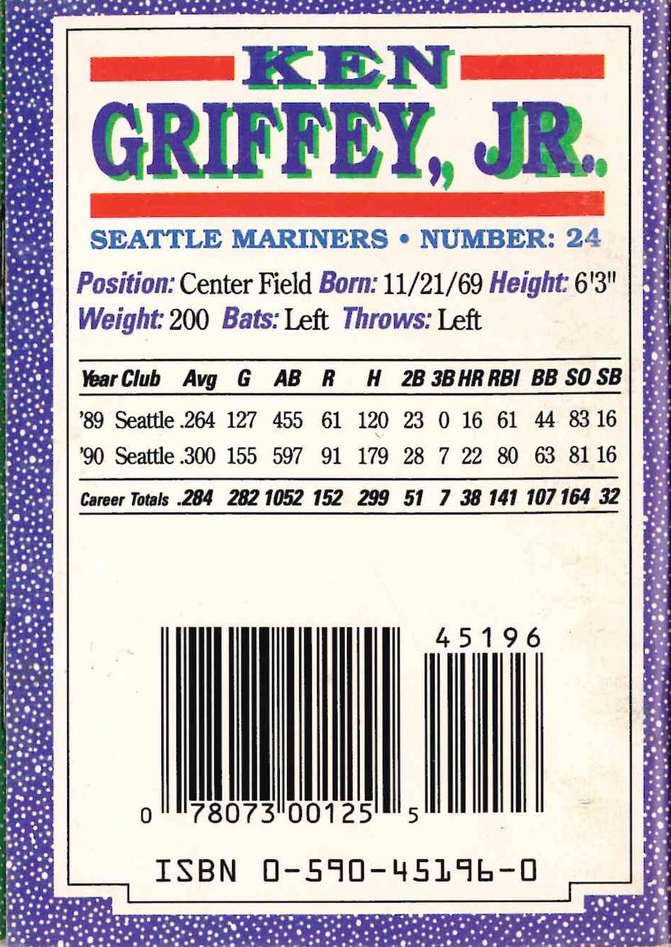 1991 SPORTS SHOTS COLLECTORS BOOK #3 KEN GRIFFEY, JR.