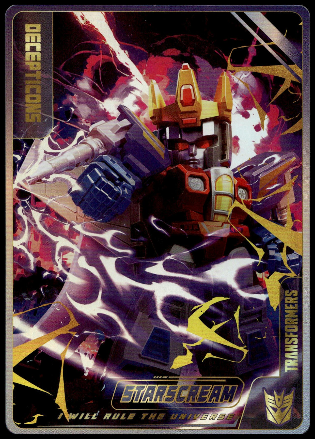 BLOKEES TRANSFORMERS STARSCREAM I WILL RULE THE UNIVERSE COLLECTOR CARD