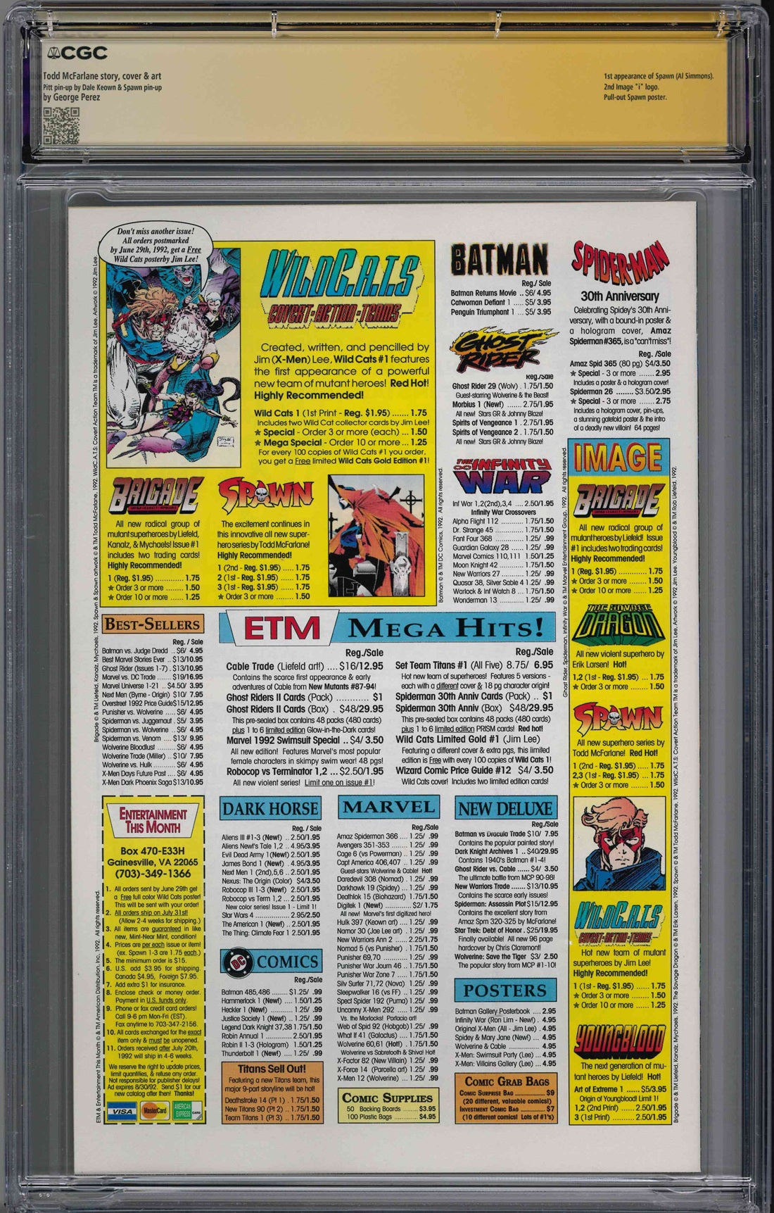 CGC SPAWN (1992) #1 (9.8) SIGNATURE SERIES - SIGNED BY TODD MCFARLANE